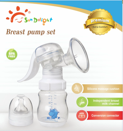 Sundelight PP SILICONE BPA Free Manual Breast Pump With Bottle 0