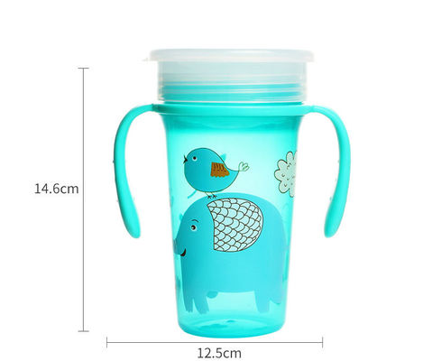300ml PP 360 Degree Angle Baby Sippy Cup BSCI  ISO9001 Certificate