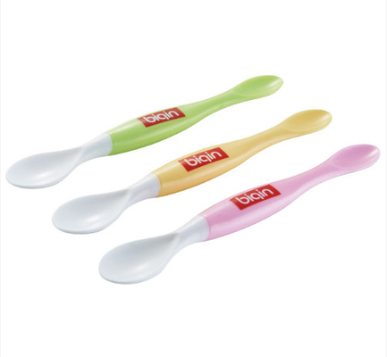 Two Heads Baby Feeding Spoon PP TPE Safe Customized Logo