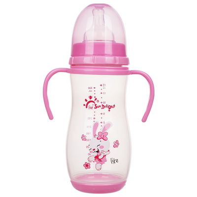 Double Handle PP 12oz 330ml Wide Neck Arc Baby Feeding Bottle