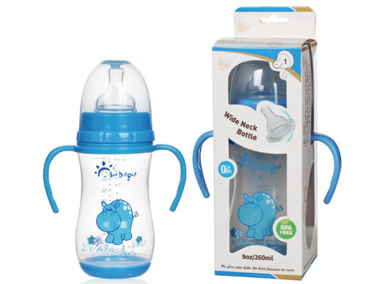 Double Handle PP Wide Neck 9oz 260ml Arc Baby Feeding Bottle