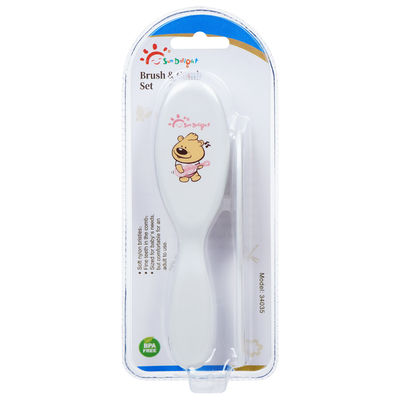 White ABS Nylon Adult Baby Infant Comb And Brush Set