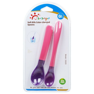 PP TPE Soft Color Change Baby Feeding Spoons