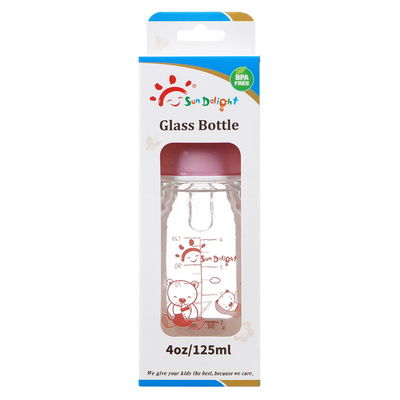 125ml 4oz Standard Neck Borosilicate Glass Baby Feeding Bottles