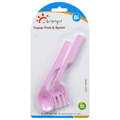PP TPE Soft Color Change Fork Baby Feeding Spoon