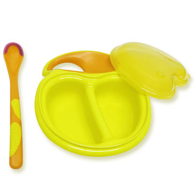 BPA FREE Yellow Easy Grip Baby Feeding Bowls And Spoons
