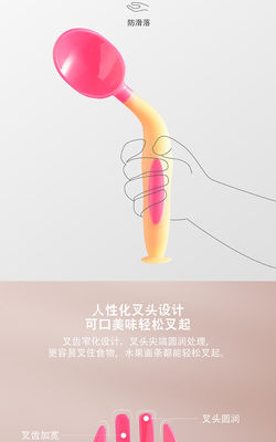 FDA TPE 360 Degree Angle Baby Feeding Spoon And Fork