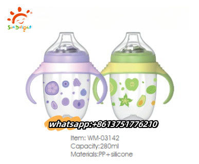 Leak Proof Polypropylene Baby Bottles Blue Pink Green Color