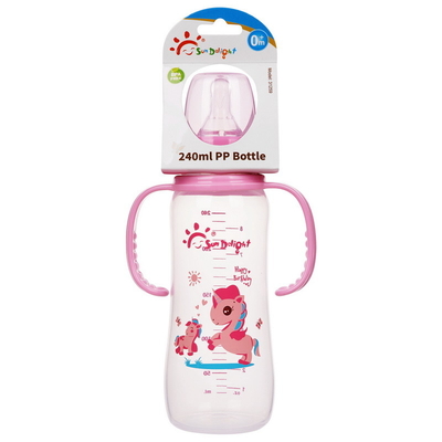 240ml Infant Baby Bottle FDA EN14350 Tested Pink Blue Green Color