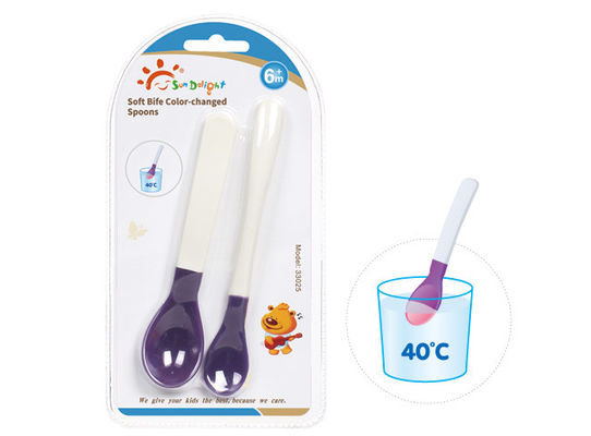 PP TPE Soft Color Change Baby Feeding Spoons