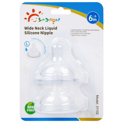 Wide Neck EN1 4350 Anti Colic Baby Silicone Nipple